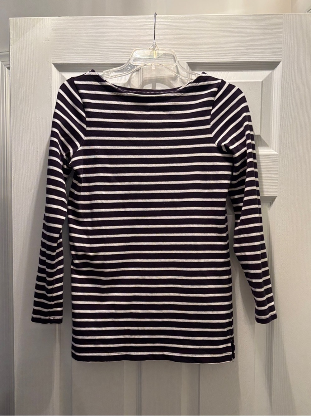 Lands' End Navy and White Striped Boatneck Tunic